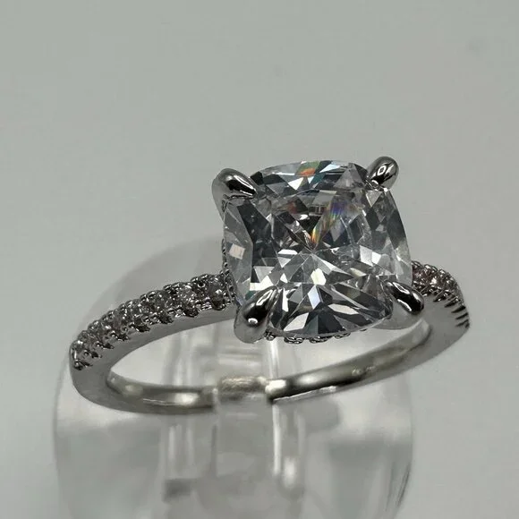 Womens Silver Plated Brass Ring Cubic Zirconia - Picture 8 of 15